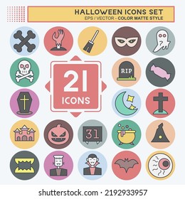 Icon Set Halloween. suitable for Halloween symbol. color mate style. simple design editable. design template vector. simple illustration
