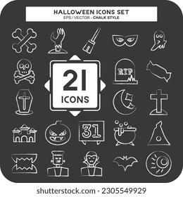 Icon Set Halloween. suitable for Halloween symbol. chalk Style. simple design editable