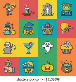 icon set halloween vector