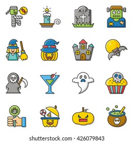 icon set halloween vector