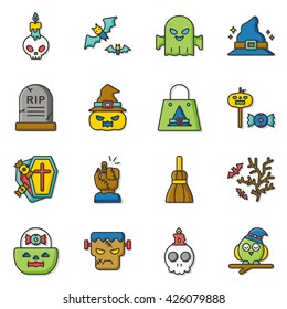 icon set halloween vector