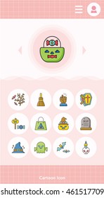 icon set halloween vector