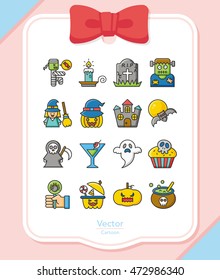 icon set halloween vector