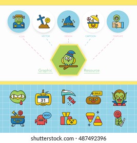 icon set halloween vector