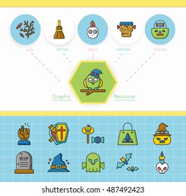 icon set halloween vector