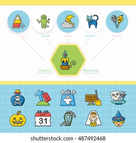 icon set halloween vector
