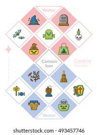 icon set halloween vector