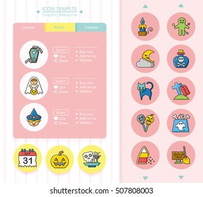 icon set halloween vector