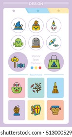 icon set halloween vector