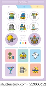 icon set halloween vector