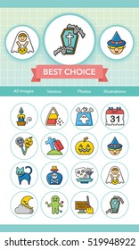 icon set halloween vector
