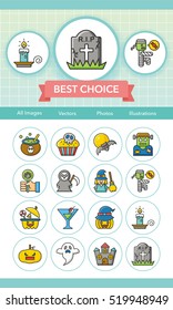 icon set halloween vector