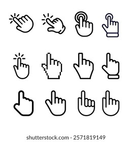 Icon set hand cursor icons click set. Computer mouse. Illustration vector.