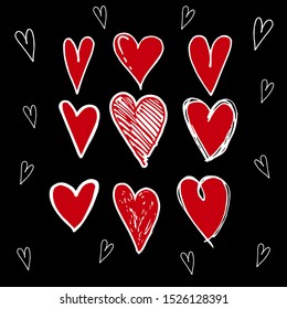 icon set of hand drawn heart, love. with different style. isolated on white background. vector illustration for concept design 