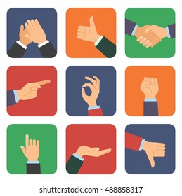 Icon set of hands in different positions