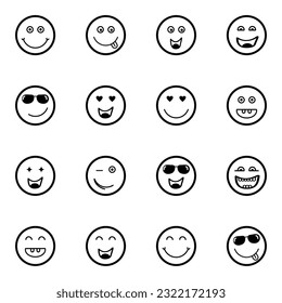 Icon set Happy and Smile Emoticon 