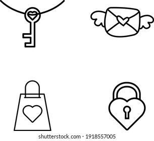 icon set happy valentine days icon symbol white background