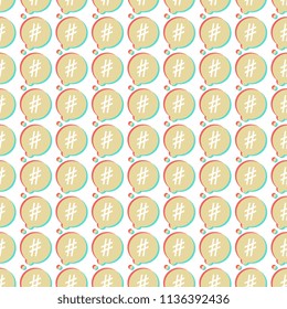 Icon set hashtag speech bubble seamless pattern background. Vector illustration