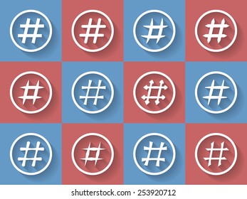 Icon Set of hashtags. Hashtag Symbols