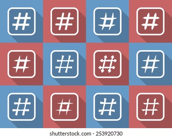 Icon Set of hashtags. Hashtag Symbols