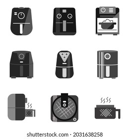 Icon set of healthy cooking technology fryer, Air fryer icon with many design shape when fry within air fryer will fry without oil then make life better