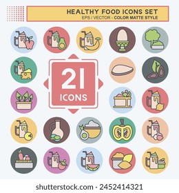 Icon Set Healthy Food. related to Fruit symbol. color mate style. simple design illustration