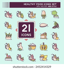 Icon Set Healthy Food. related to Fruit symbol. MBE style. simple design illustration