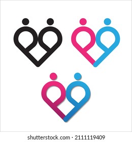 conjunto de iconos de una pareja de corazón. Imagen, signo y símbolo del vector