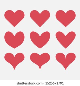 icon set of heart. Flat vector illustration.