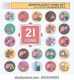 Icon Set Hepatologist. related to Health symbol. color mate style. simple design editable. simple illustration