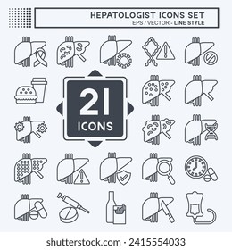 Icon Set Hepatologist. related to Health symbol. line style. simple design editable. simple illustration