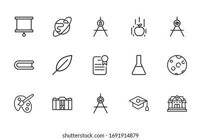 Icon set of High School. Editable vector pictograms isolated on a white background. Trendy outline symbols for mobile apps and website design. Premium pack of icons in trendy line style.
