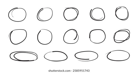 icon set Highlight oval circle hand drawn doodle frames