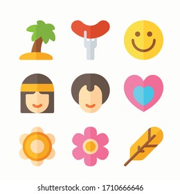 Icon Set Hippies for different seasons.