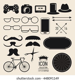 icon set. Hipster style design. Vector graphic