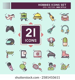 Icon Set Hobbies. related to Education symbol. MBE style. design editable