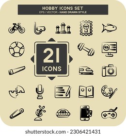 Icon Set Hobby. suitable for education symbol. hand drawn style. simple design editable