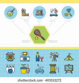 icon set hobby vector
