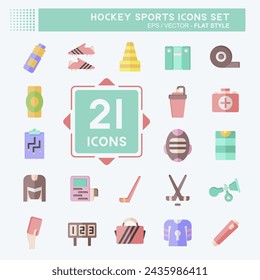 Icon Set Hockey Sports. related to Sport symbol. flat style. simple design editable