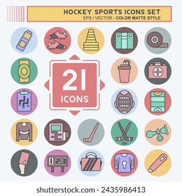 Icon Set Hockey Sports. related to Sport symbol. color mate style. simple design editable