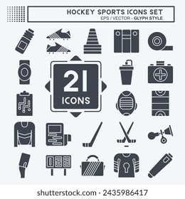 Icon Set Hockey Sports. related to Sport symbol. glyph style. simple design editable