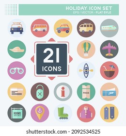 Icon Set Holiday - Flat Style - Simple illustration,Editable stroke,Design template vector, Good for prints, posters, advertisements, announcements, info graphics, etc.