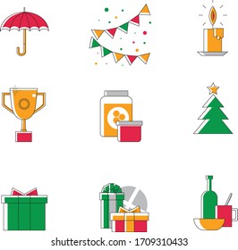 Icon set holiday gifts present honey jam 