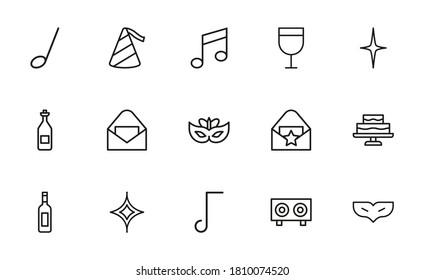 Icon set of holidays. Editable vector pictograms isolated on a white background. Trendy outline symbols for mobile apps and website design. Premium pack of icons in trendy line style.