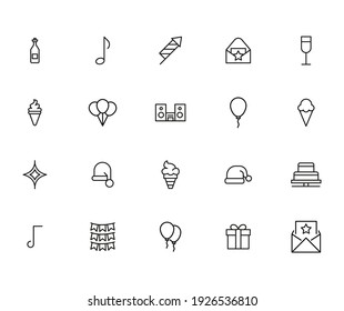 Icon set of holidays. Editable vector pictograms isolated on a white background. Trendy outline symbols for mobile apps and website design. Premium pack of icons in trendy line style.