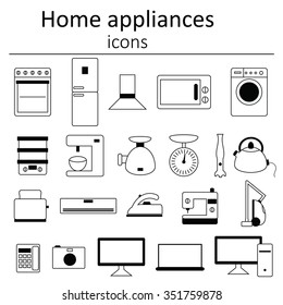 Icon set of home appliances.