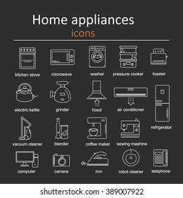 Icon set of home appliances.