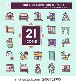 Icon Set Home Decoration. related to Home Furnishings symbol. MBE style. simple design editable. simple illustration