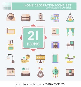 Icon Set Home Decoration. related to Home Furnishings symbol. flat style. simple design editable. simple illustration