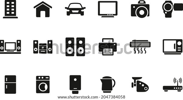 Icon set of home gadgets. Сollection of flat\
simple icons.